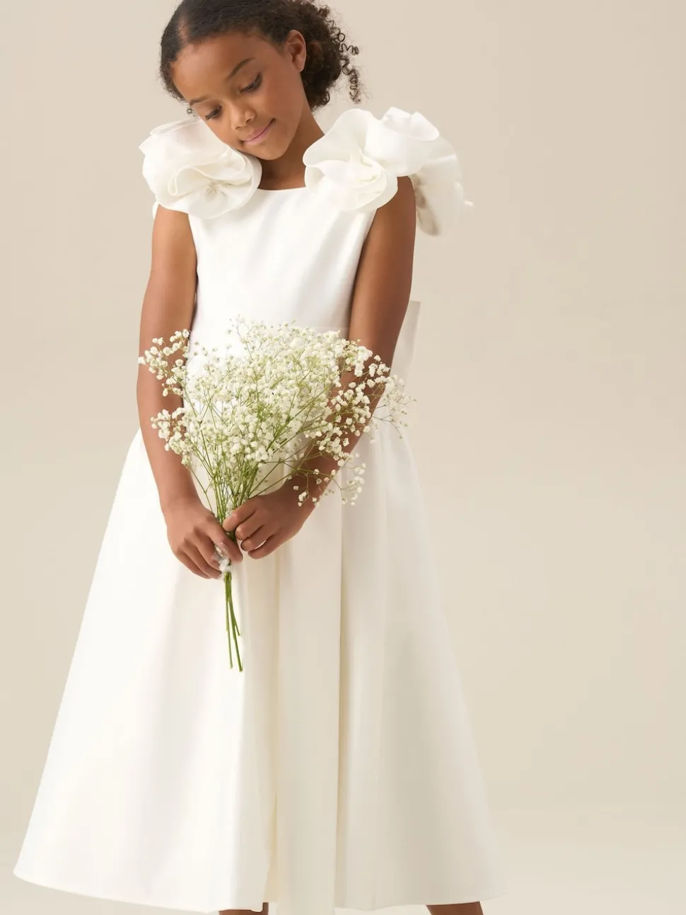 Angel & Rocket White Coco Puff Sleeve Bow Back Dress