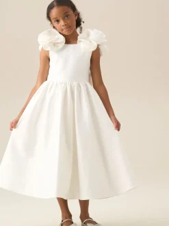Angel & Rocket White Coco Puff Sleeve Bow Back Dress