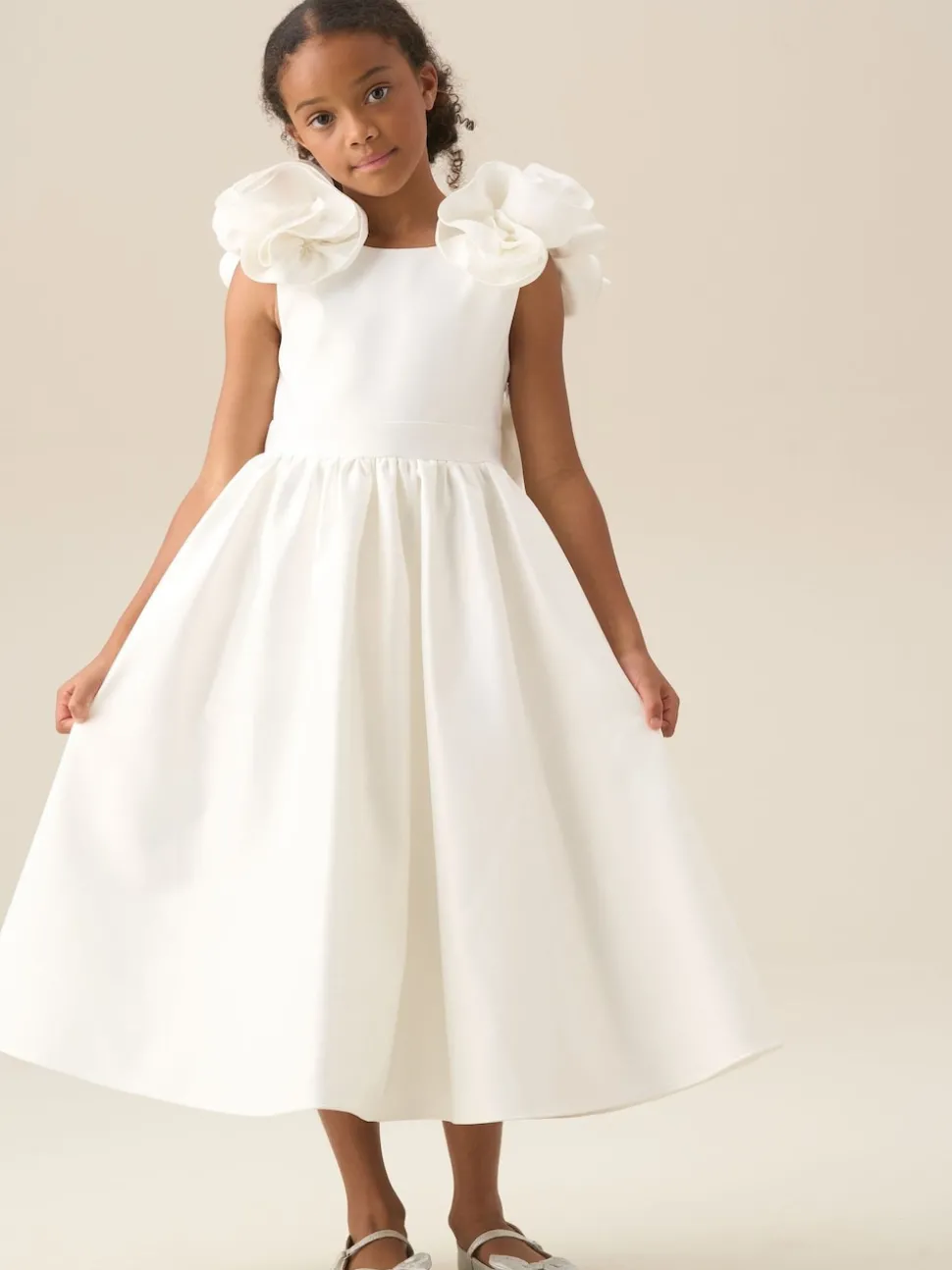 Angel & Rocket White Coco Puff Sleeve Bow Back Dress