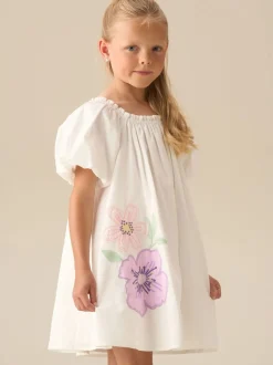 Angel & Rocket White Coletta Puff Sleeve Swing Dress
