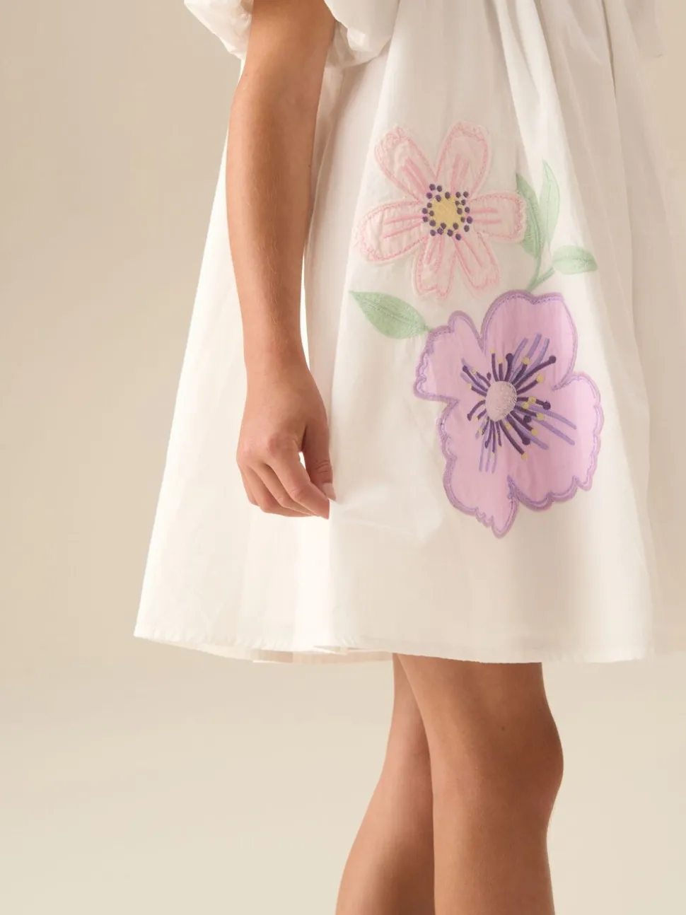 Angel & Rocket White Coletta Puff Sleeve Swing Dress