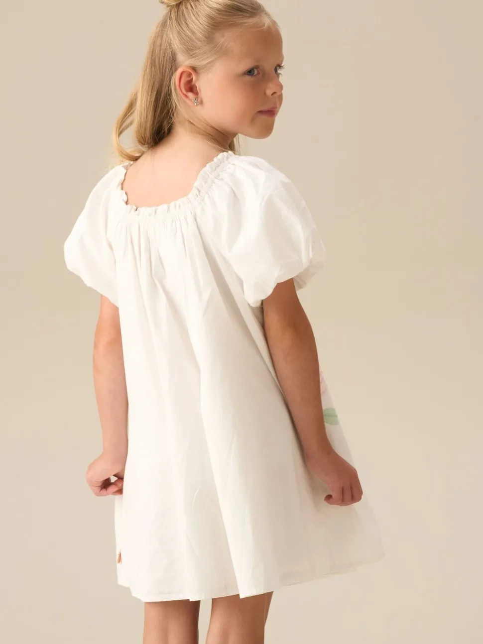 Angel & Rocket White Coletta Puff Sleeve Swing Dress