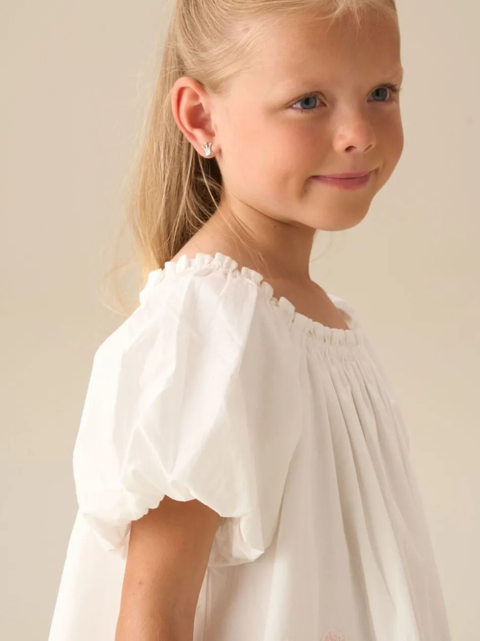 Angel & Rocket White Coletta Puff Sleeve Swing Dress