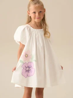Angel & Rocket White Coletta Puff Sleeve Swing Dress
