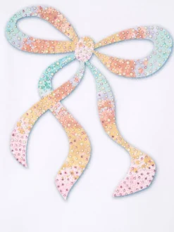 Angel & Rocket White Elodie Sequin Bow Puff Sleeve Blouse