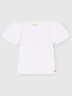 Angel & Rocket White Eve Ruffle Heart Puff Sleeve T-Shirt