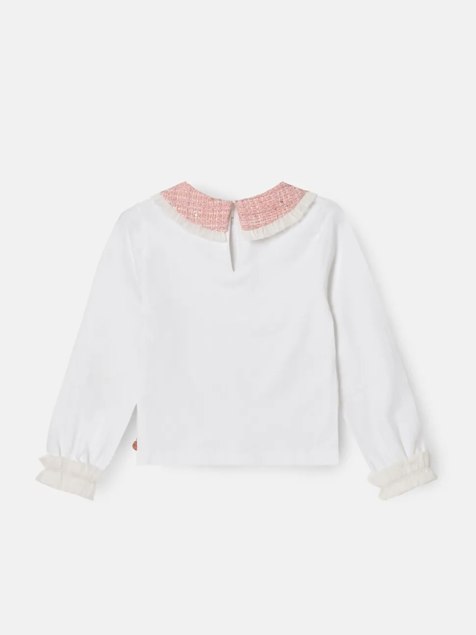 Angel & Rocket White Faye Tweed Collar Long Sleeve Top