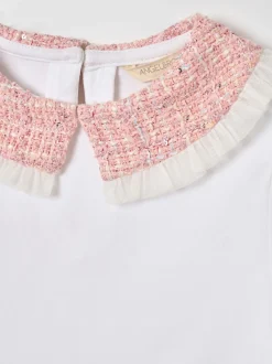 Angel & Rocket White Faye Tweed Collar Long Sleeve Top