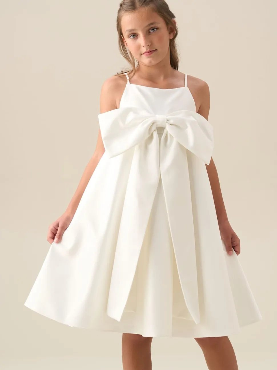 Angel & Rocket White Gabriella Bow Pleat Dress