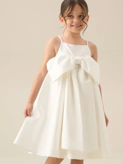 Angel & Rocket White Gabriella Bow Pleat Dress