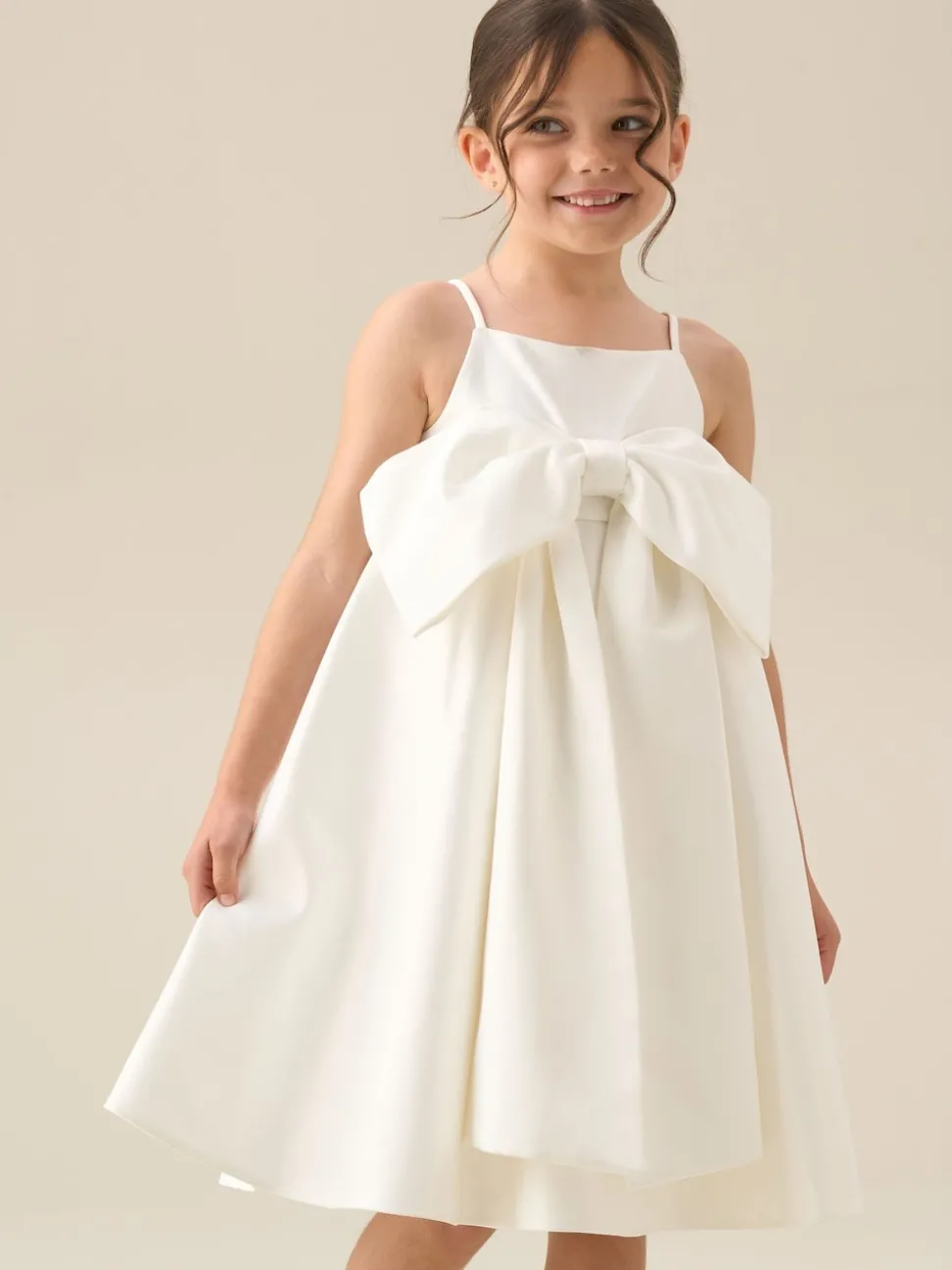 Angel & Rocket White Gabriella Bow Pleat Dress