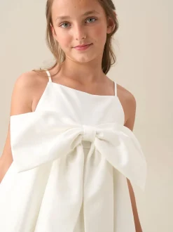 Angel & Rocket White Gabriella Bow Pleat Dress