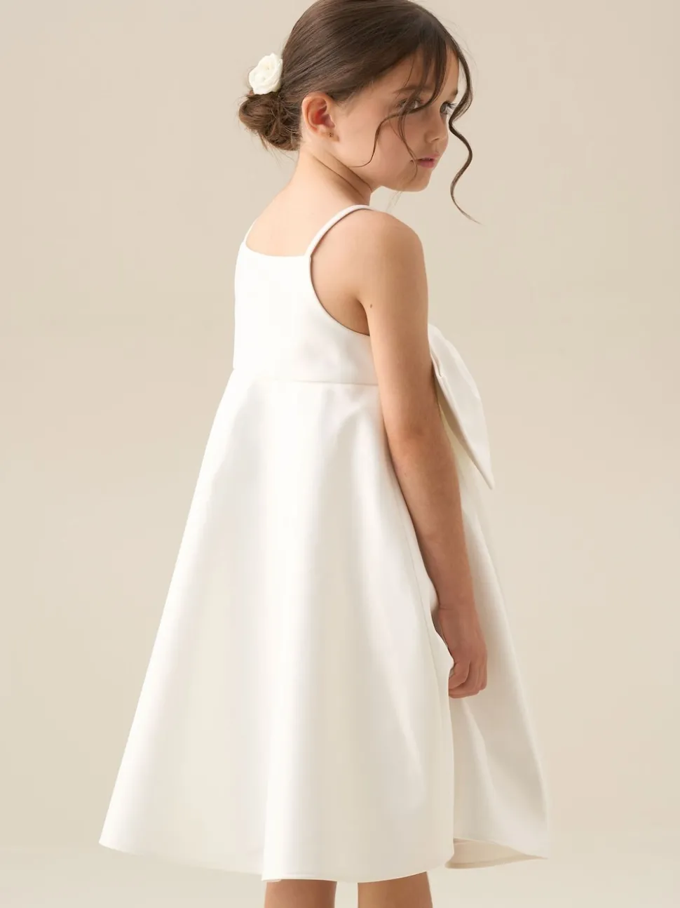 Angel & Rocket White Gabriella Bow Pleat Dress