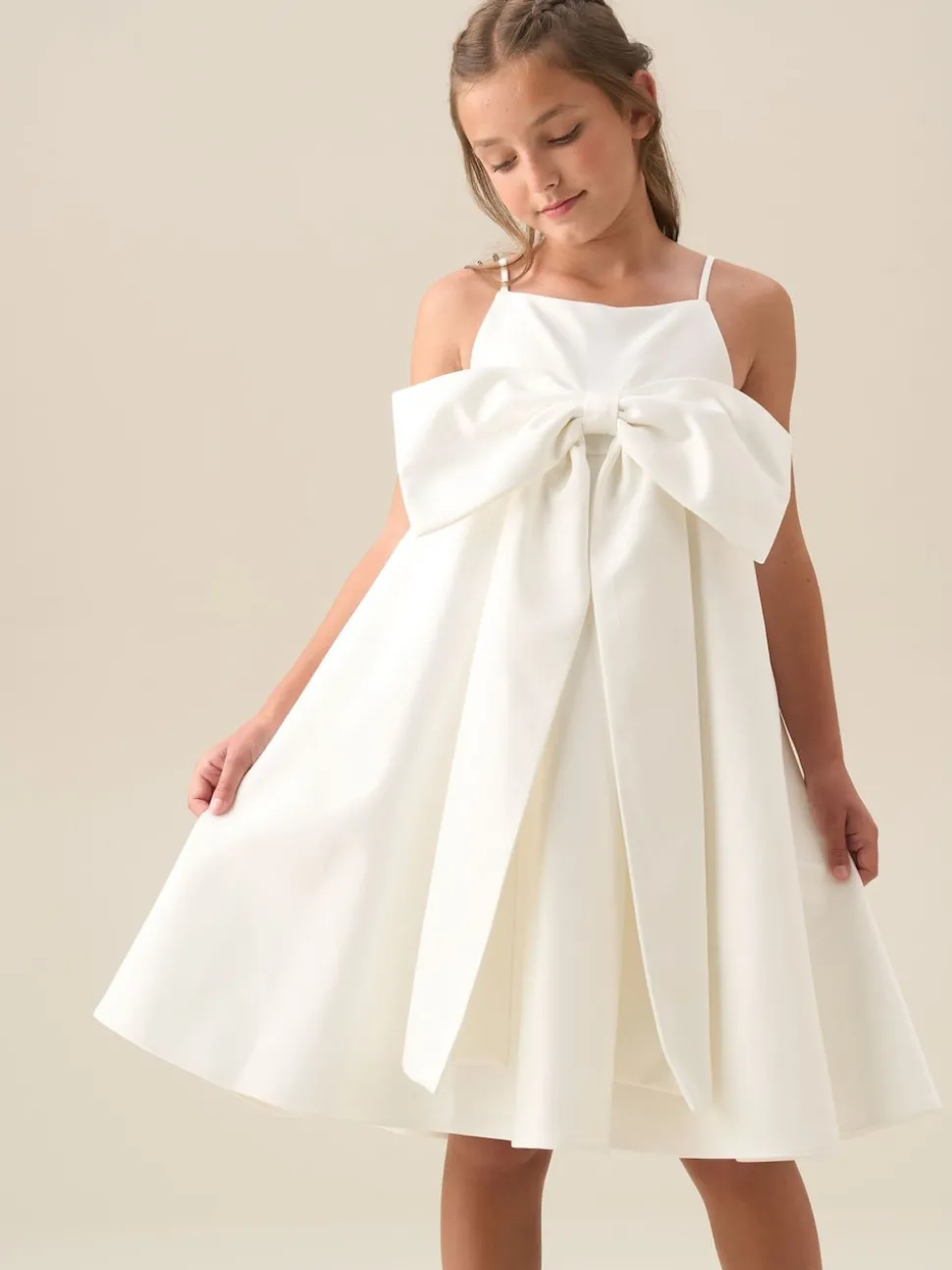 Angel & Rocket White Gabriella Bow Pleat Dress