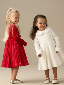 Angel & Rocket White Gabrielle Fur Collar Dress