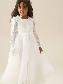 Angel & Rocket White Gabrielle Embellished Mesh Dress