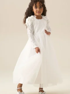 Angel & Rocket White Gabrielle Embellished Mesh Dress