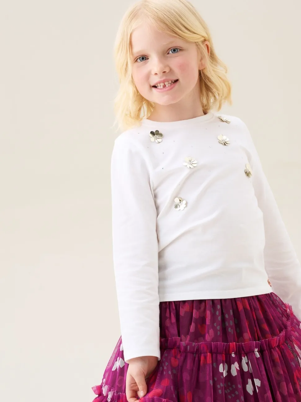Angel & Rocket White Georgie Sequin Embellished Long Sleeve T-Shirt