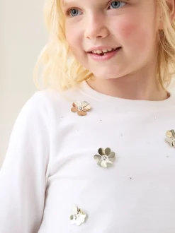 Angel & Rocket White Georgie Sequin Embellished Long Sleeve T-Shirt