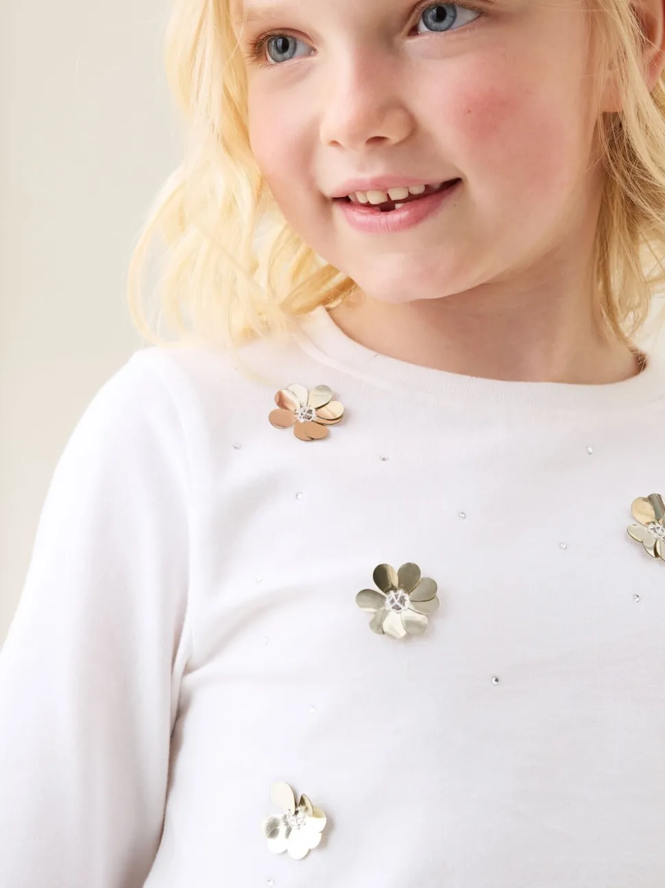 Angel & Rocket White Georgie Sequin Embellished Long Sleeve T-Shirt