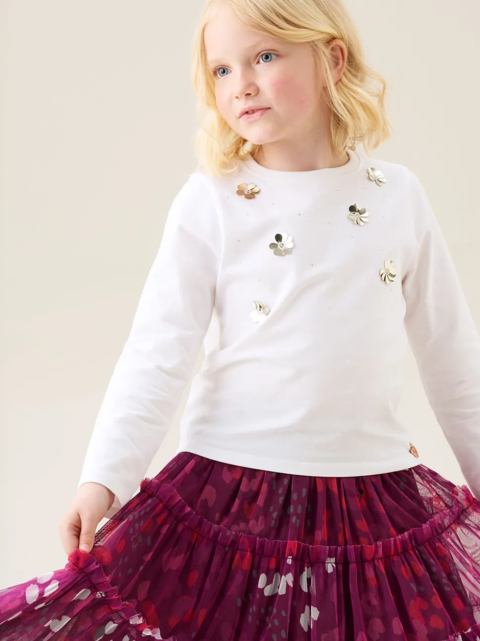 Angel & Rocket White Georgie Sequin Embellished Long Sleeve T-Shirt