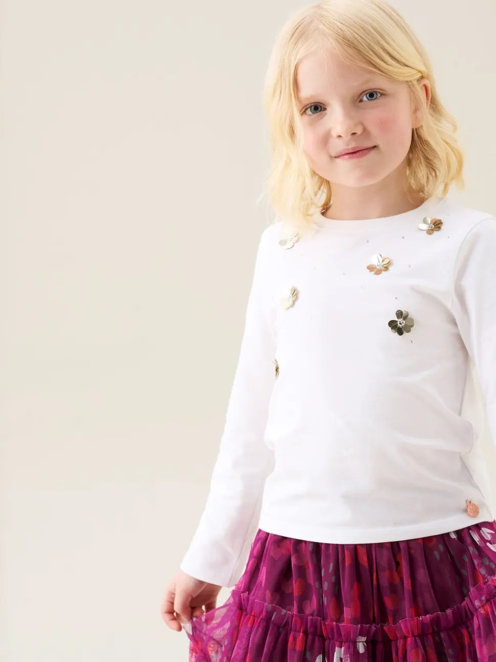 Angel & Rocket White Georgie Sequin Embellished Long Sleeve T-Shirt