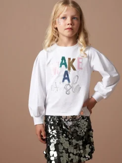Angel & Rocket White Gigi Sequin Wish T-Shirt
