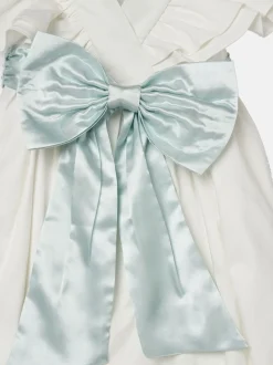 Angel & Rocket White/Green Taffeta Ruffle Bow Sylvie Dress