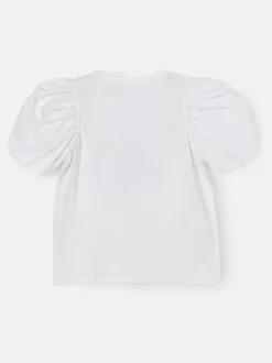 Angel & Rocket White Heidi Puff Sleeve Embellished Top