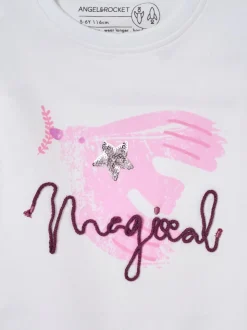 Angel & Rocket White Heidi Puff Sleeve Embellished Top