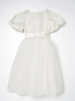 Angel & Rocket White/Ivory Celine Taffeta Tulle Bow Dress