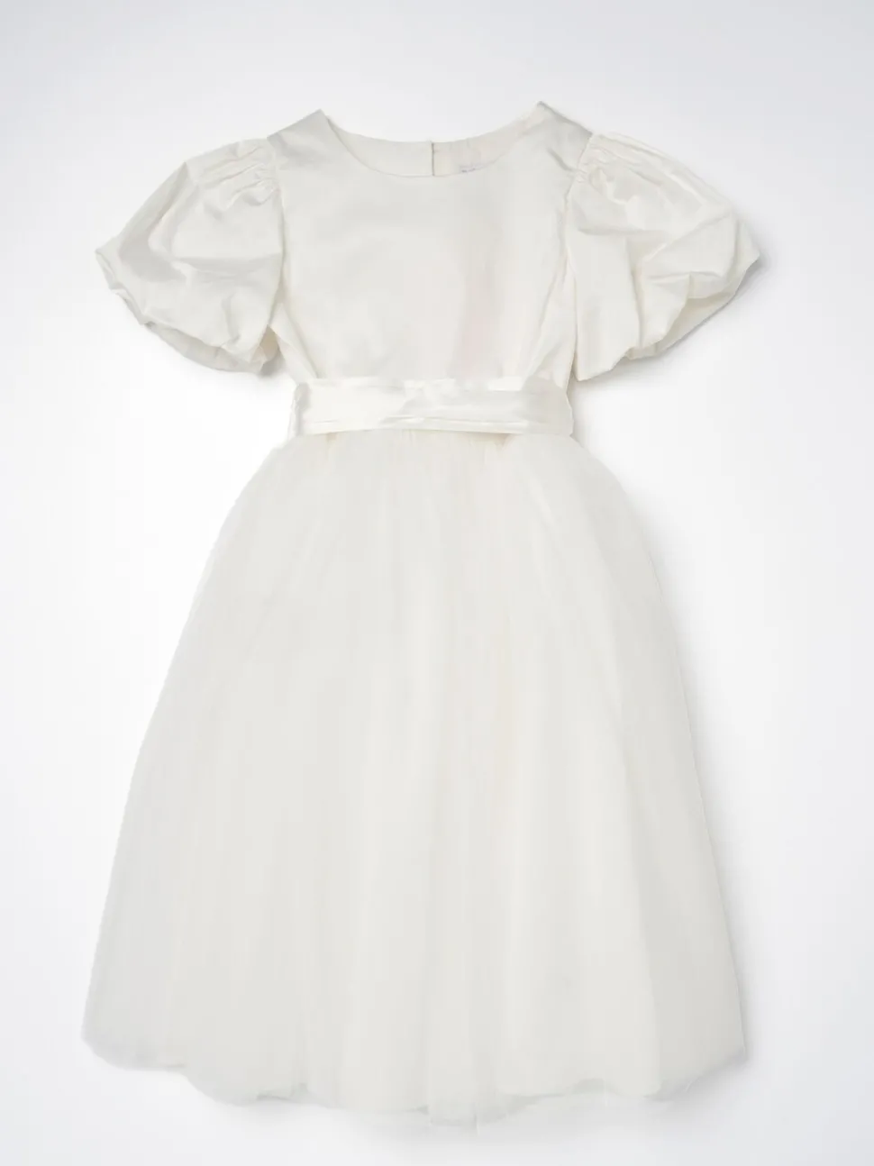 Angel & Rocket White/Ivory Celine Taffeta Tulle Bow Dress