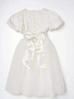 Angel & Rocket White/Ivory Celine Taffeta Tulle Bow Dress