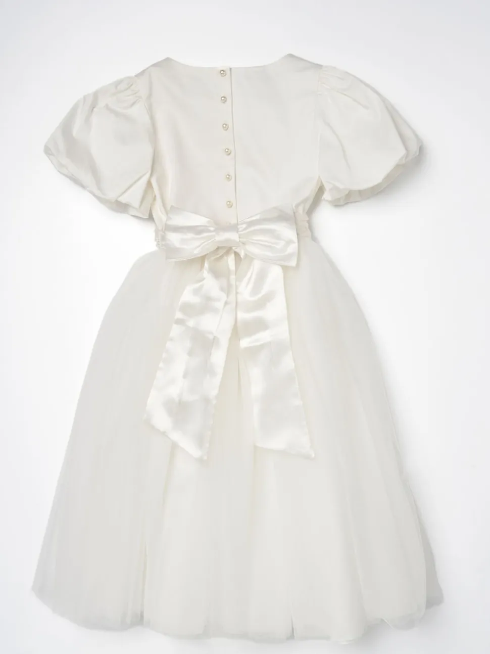 Angel & Rocket White/Ivory Celine Taffeta Tulle Bow Dress