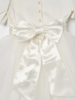 Angel & Rocket White/Ivory Celine Taffeta Tulle Bow Dress