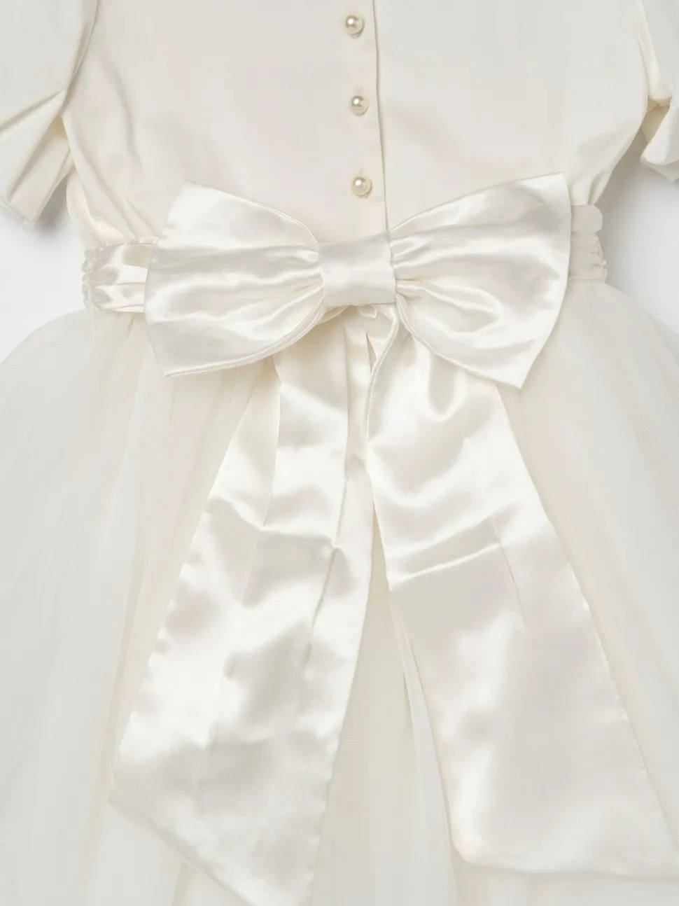 Angel & Rocket White/Ivory Celine Taffeta Tulle Bow Dress