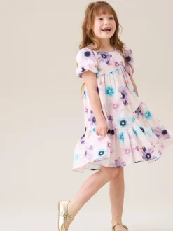 Angel & Rocket White Jodie Asymmetric Print Dress