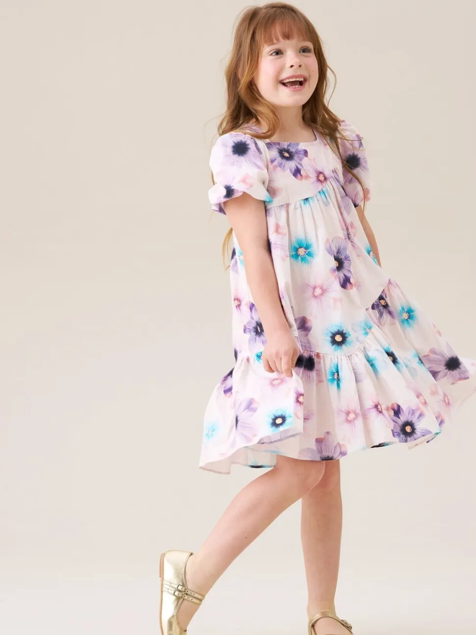 Angel & Rocket White Jodie Asymmetric Print Dress
