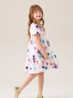 Angel & Rocket White Jodie Asymmetric Print Dress