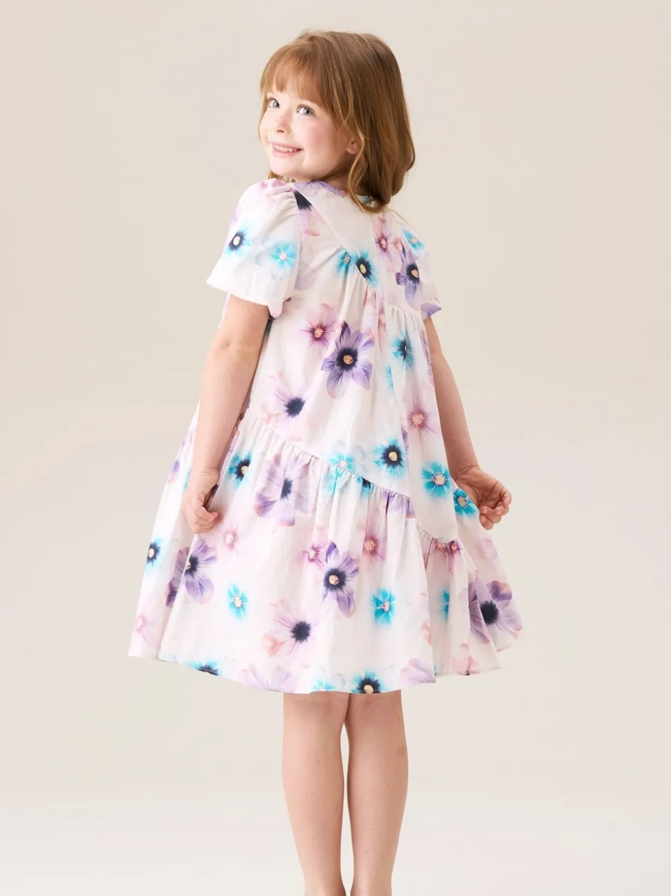 Angel & Rocket White Jodie Asymmetric Print Dress