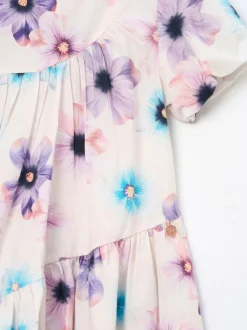 Angel & Rocket White Jodie Asymmetric Print Dress