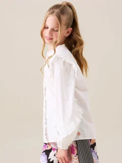 Angel & Rocket White Lacey Embroidered Frill Sleeve Blouse