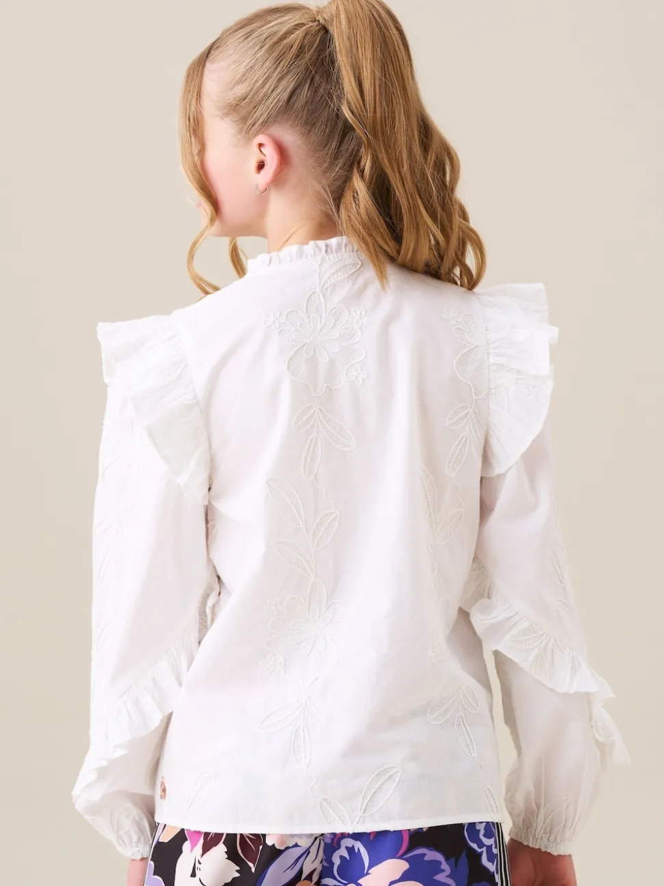 Angel & Rocket White Lacey Embroidered Frill Sleeve Blouse