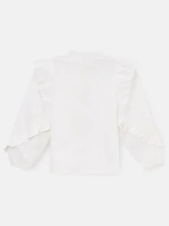 Angel & Rocket White Lacey Embroidered Frill Sleeve Blouse