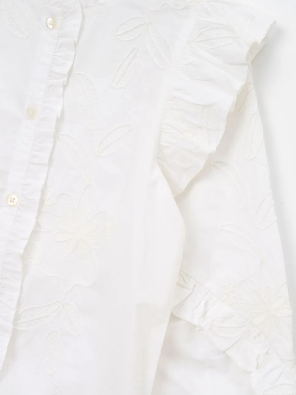 Angel & Rocket White Lacey Embroidered Frill Sleeve Blouse