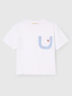 Angel & Rocket White Lacey Frill Pocket Oversized T-Shirt