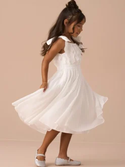 Angel & Rocket White Lara Bow Shoulder Georgette Dress
