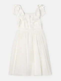 Angel & Rocket White Lara Bow Shoulder Georgette Dress