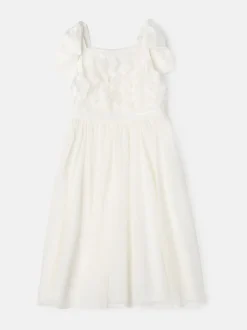 Angel & Rocket White Lara Bow Shoulder Georgette Dress