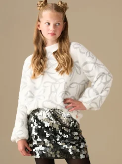 Angel & Rocket White Livia Bow Eyelash Jumper